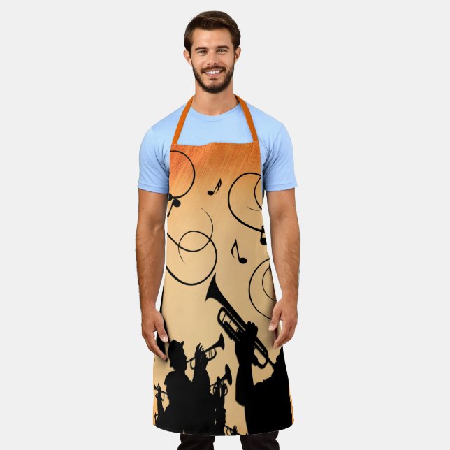 Trompete Section Jazz Music Orange Rust Schürze (Getragen)