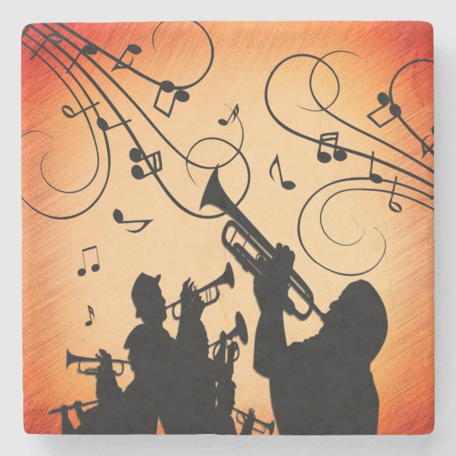 Trompete Section Jazz Music Orange Rust Steinuntersetzer (Vorderseite)