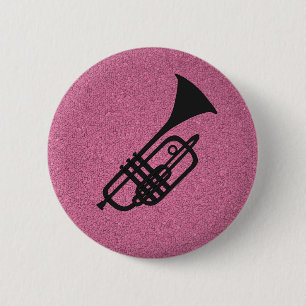 Trompete-Silhouette-Cartoonknopf Button