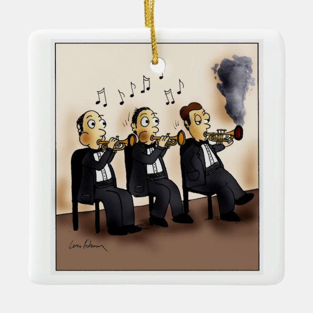 Trompete-Spieler-rauchender Cartoon Keramikornament (Vorderseite)