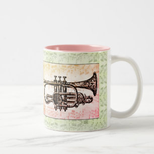 Trompete und Noten Zweifarbige Tasse