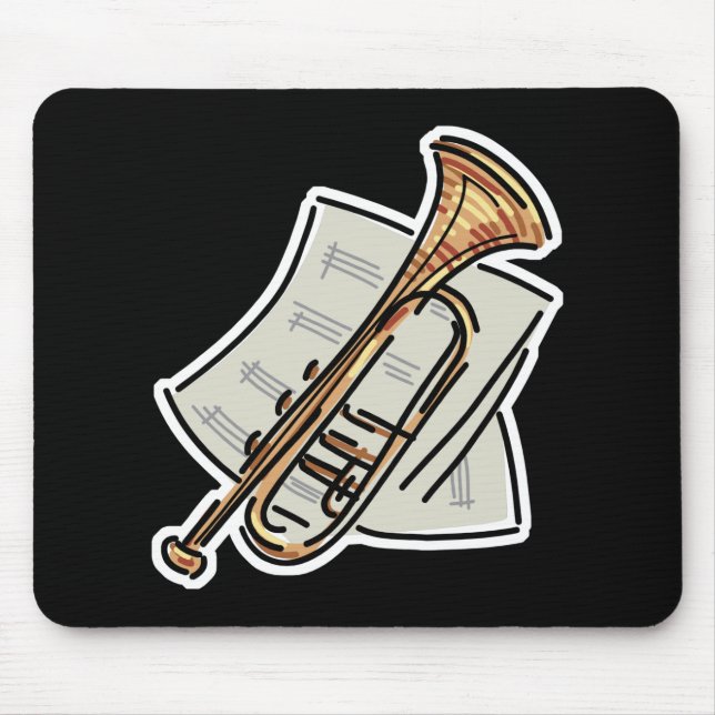 Trompete und Notenblatt Mousepad (Vorne)