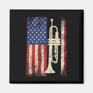 Trompete USA Amerikanisches Flagge Shirt Jazz Musi Magnet