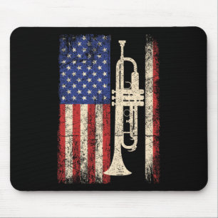 Trompete USA Amerikanisches Flagge Shirt Jazz Musi Mousepad