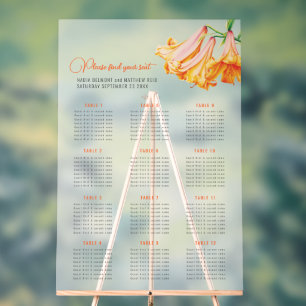 Trompeten-Lilien Hochzeit 12 Tisch Sitzordnung Acrylschild