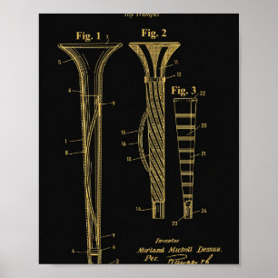 Trompeten-Patent 1926 Schwarz-Gold-Plakat Poster
