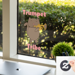 Trompeten-Stamm Kawaii Katze Rosa Fensteraufkleber