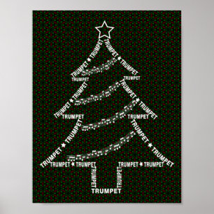 Trompeten-Text-Weihnachtsbaum Poster