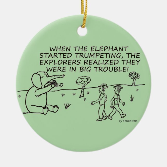 TrompetenElefant Keramik Ornament (Vorne)