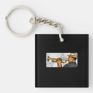 Trompetenspieler Retro Trompete Jazz Musik Schlüsselanhänger