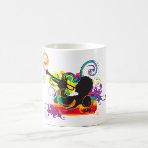Trompetenspieler-Silhouette Retro psychedelische M Kaffeetasse