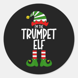 Trompeter-Elf Weihnachtsmusikinstrument-Matching-C Runder Aufkleber