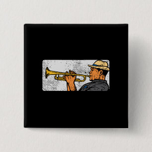 Trompeter Retro Trompete Jazz Musik Button
