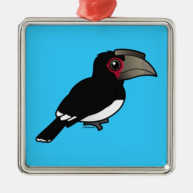 TrompeterHornbill Silbernes Ornament (Vorne)