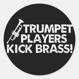 Trompeters-Tritt-Messing! Runder Aufkleber