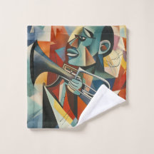 Trompettiste de jazz cubiste abstrait