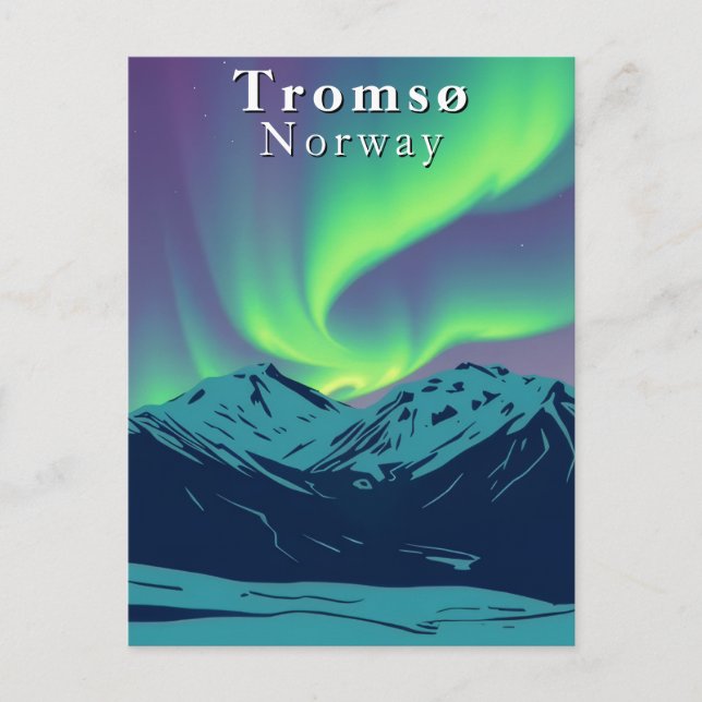 Tromsø Norwegen Nordlichter Aurora Borealis Postkarte (Vorderseite)