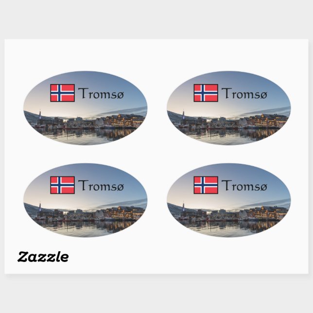 Tromso Norwegen Ovaler Aufkleber (Blatt)