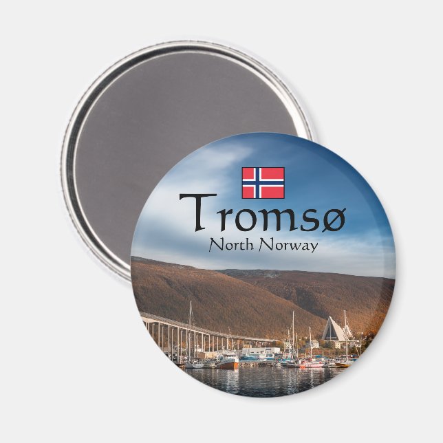 Tromso Norwegen Souvenir Magnet (Vorderseite/Rückseite)