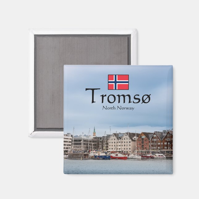 Tromso Norwegen Souvenir Magnet (Vorderseite/Rückseite)