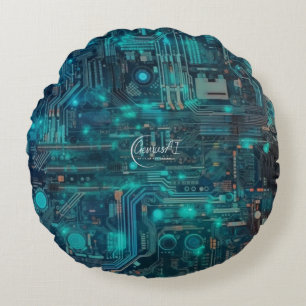 Tron Circuit Board Round Polyester Throw Kissen 16