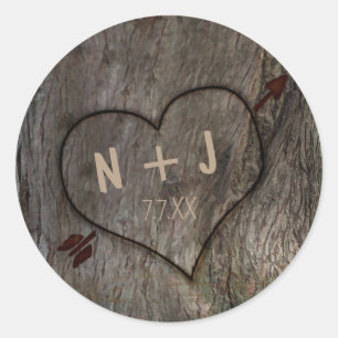 Tronc Arbre + Stickers Coeur sculpté Mariage Rusti