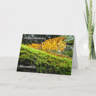 Tronc d'arbre en mousse luxuriante - Carte d'anniv
