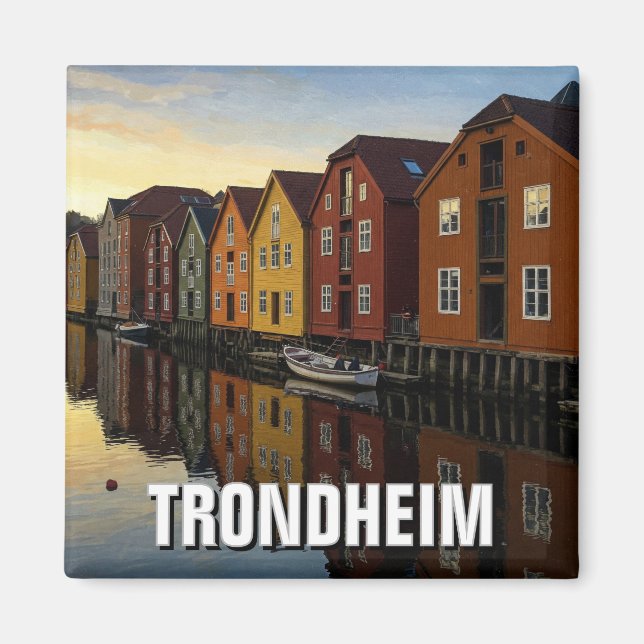 Trondheim Bakklandet Norwegen Reisen Magnet (Vorne)