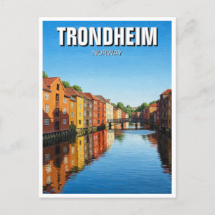 Trondheim Bakklandet Norwegen Reisen Postkarte