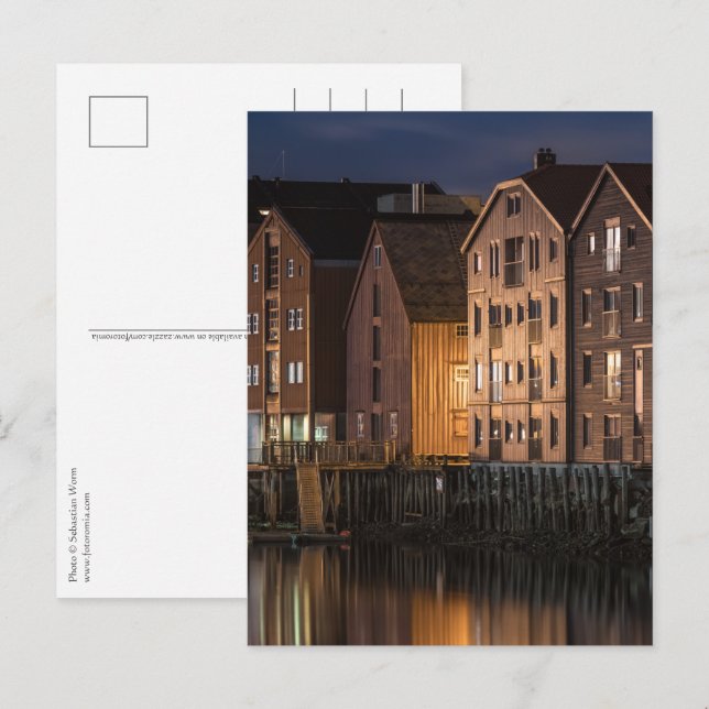 Trondheim Houses Postkarte (Vorne/Hinten)
