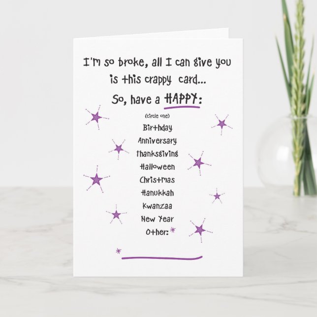 Trop Broke pour les cadeaux carte de voeux (Devant)