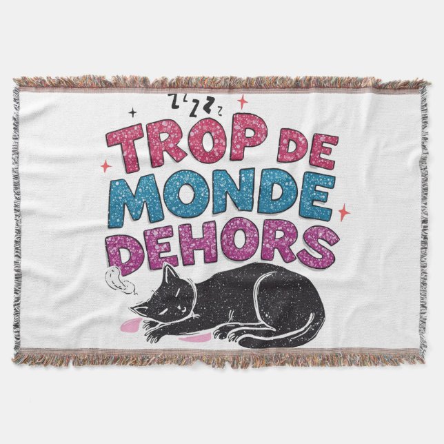 Trop de Monde Dehors - Black Cat Cosy Blanket Decke (Vorderseite)
