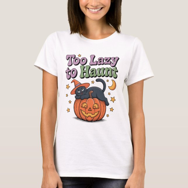Trop lazy pour Haunt T-Shirt - Kawaii Chat sur Cit (Devant)