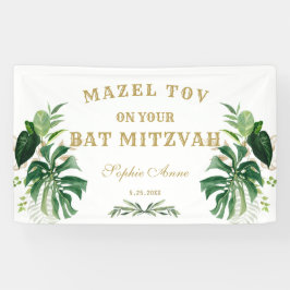 Tropenblättrige Gold Bat Mitzvah Begrüßungszeichen Banner