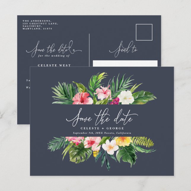 Tropenblättrige Schrift Ankündigungspostkarte (Vorne/Hinten)