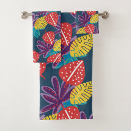 Tropenblumenmodern multicolor exotisch badhandtuch set
