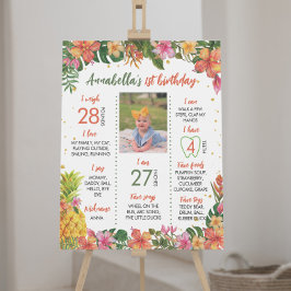 Tropenblumenunterschrift zum ersten Geburtstag Poster
