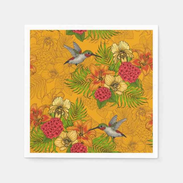 Tropenbuket und Kolibris 2 Serviette (Vorderseite)