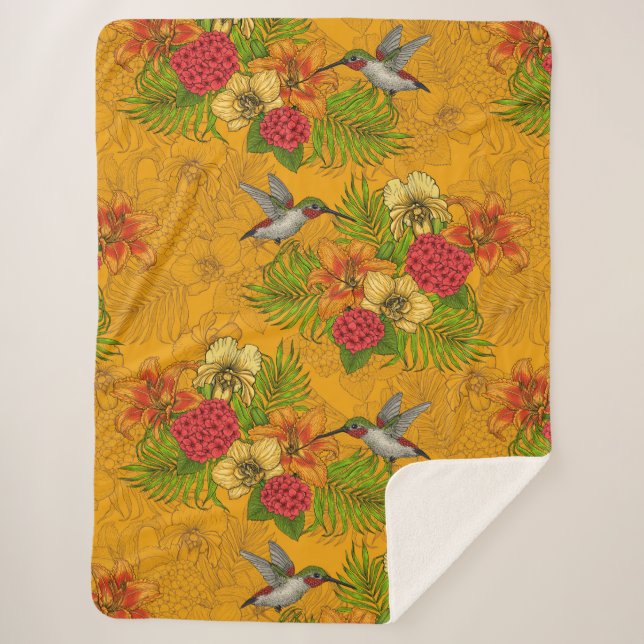 Tropenbuket und Kolibris 2 Sherpadecke (Vorderseite)