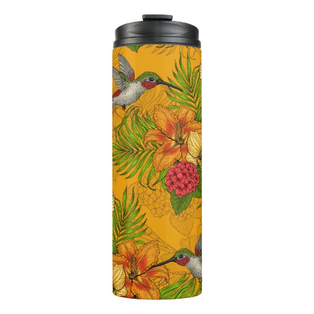 Tropenbuket und Kolibris 2 Thermosbecher (Vorderseite)