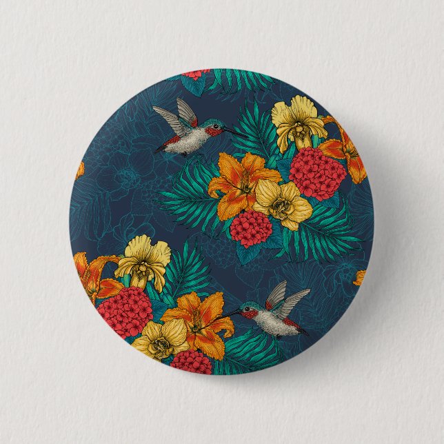 Tropenbuket und Kolibris Button (Vorderseite)
