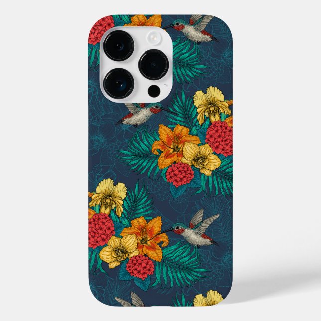 Tropenbuket und Kolibris Case-Mate iPhone 14 Pro Hülle (Rückseite)