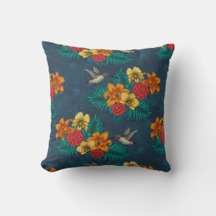 Tropenbuket und Kolibris Kissen