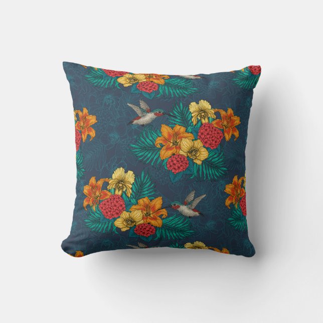 Tropenbuket und Kolibris Kissen (Vorderseite)