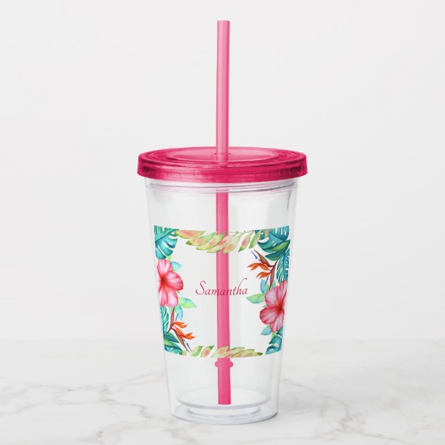 Tropenfarben-Blume Personalisiert Acryltrinkbecher (Vorderseite)