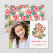 Tropenfarben-Löwenkids-Foto Valentine-Karte