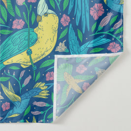 Tropenfarbene exotische Vögel und Blume Wandteppich