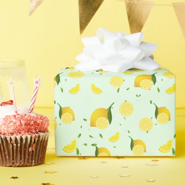 Tropenfarbene Zitrusfrüchte SOMMER Orangenlemon Sl Geschenkpapier (Geburtstagsparty)