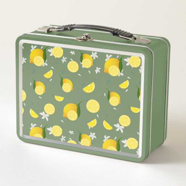 Tropenfarbene Zitrusfrüchte SOMMER Orangenlemon Sl Metall Brotdose (Vorderseite)