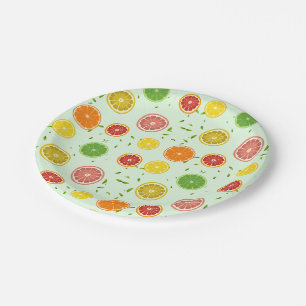 Tropenfarbene Zitrusfrüchte SOMMER Orangenlemon Sl Pappteller